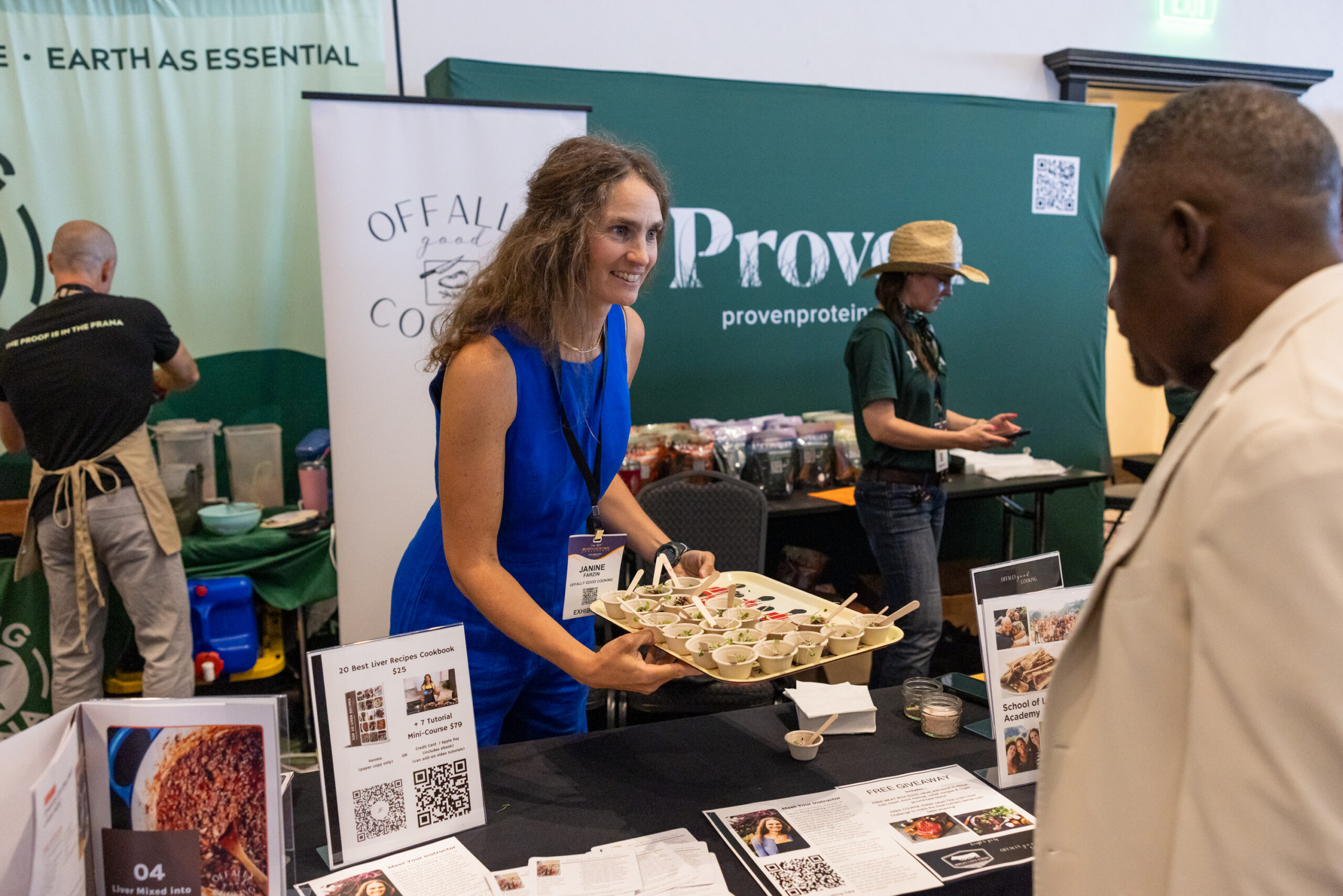 woman serving clean protein tasting